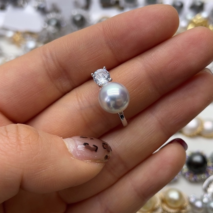 海水珍珠戒指银S925镶嵌