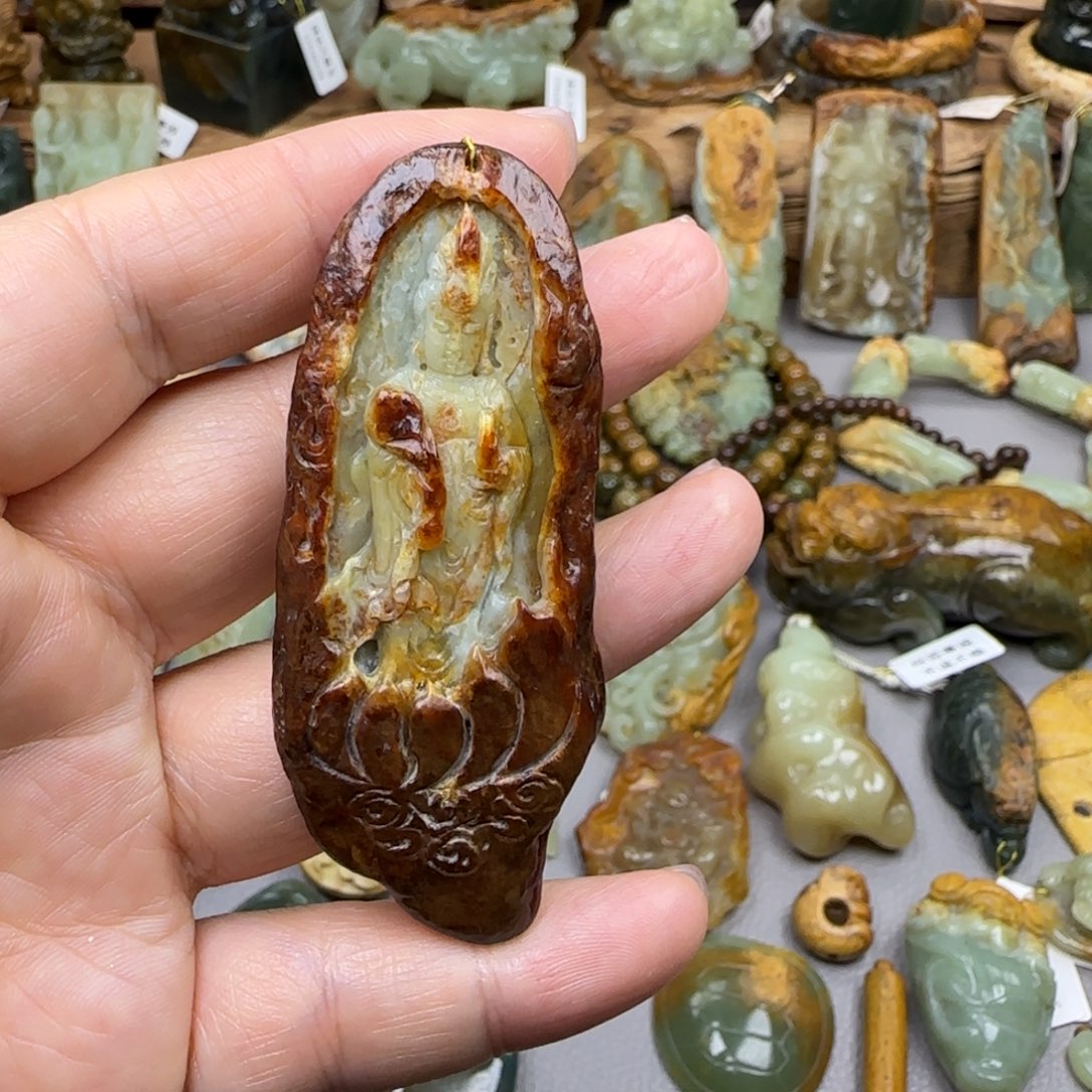 放***子岫岩河磨玉（透闪石质玉）未镶嵌珠宝奇石