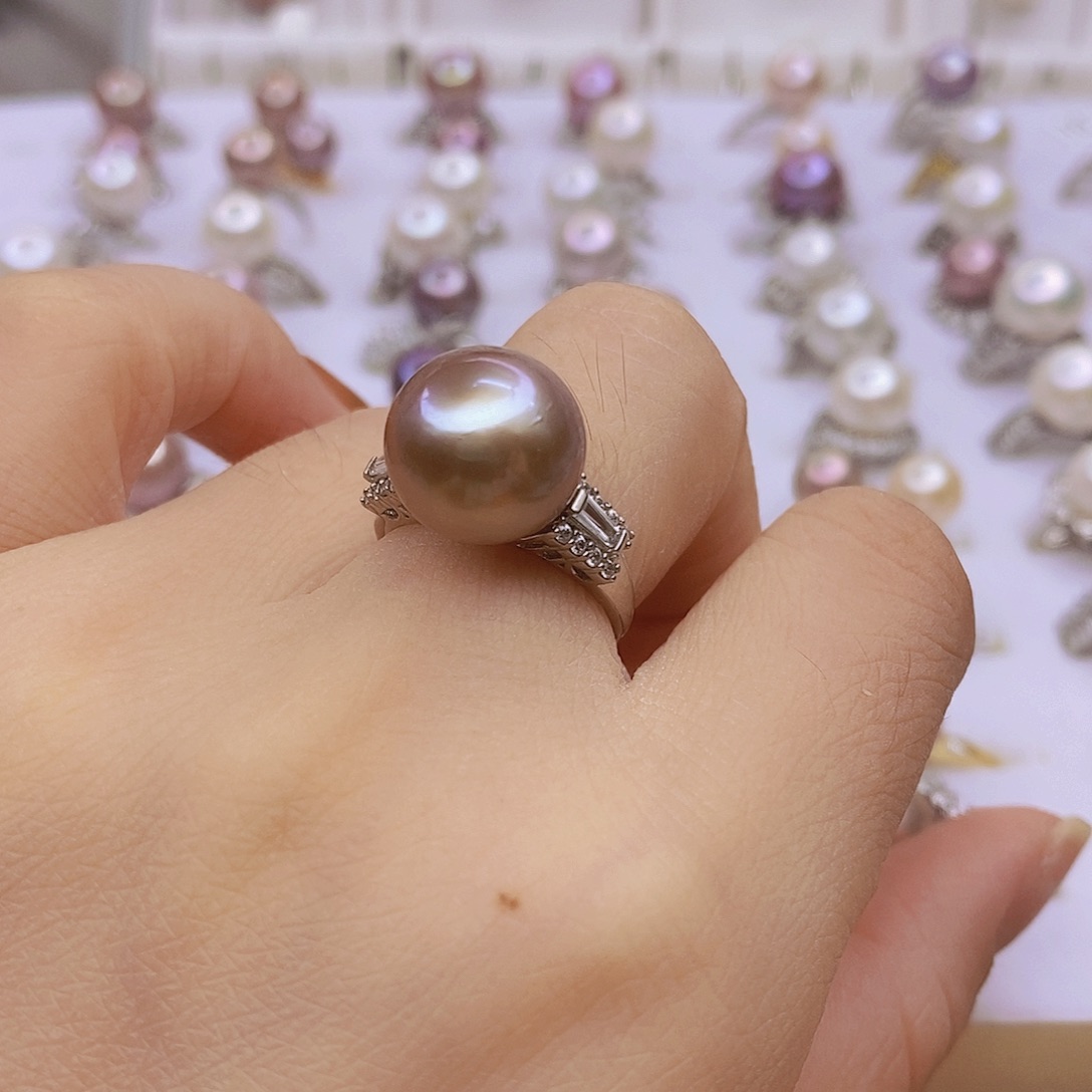 安***七戒指淡水珍珠银S925镶嵌