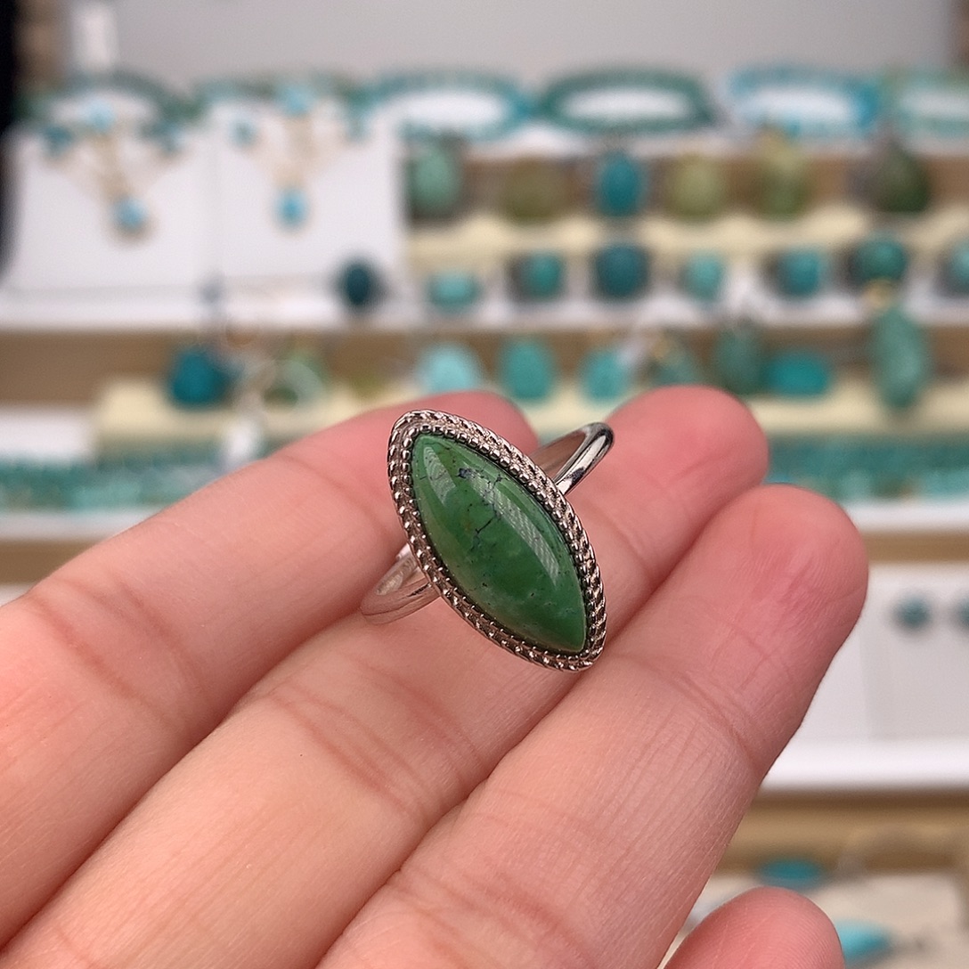 绿松石银S925镶嵌戒指