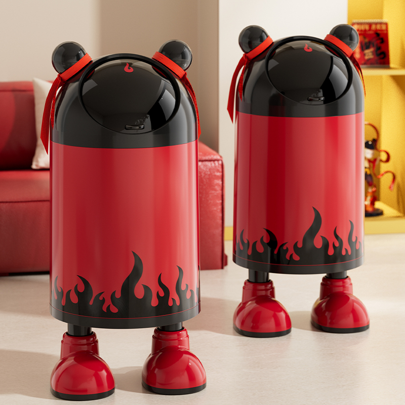 橱明星创意哪吒垃圾桶家用大容量翻盖双桶收纳桶青蛙机器人垃圾桶
