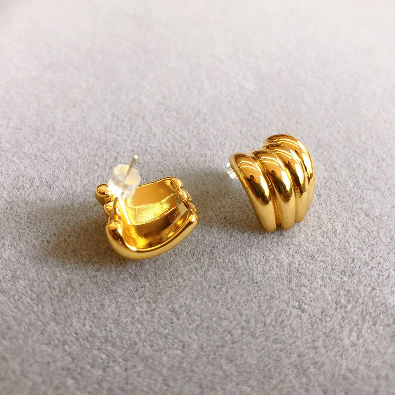 铜合金亚克力耳饰 新款18K真金电镀金色耳钉女S925银针欧美ins