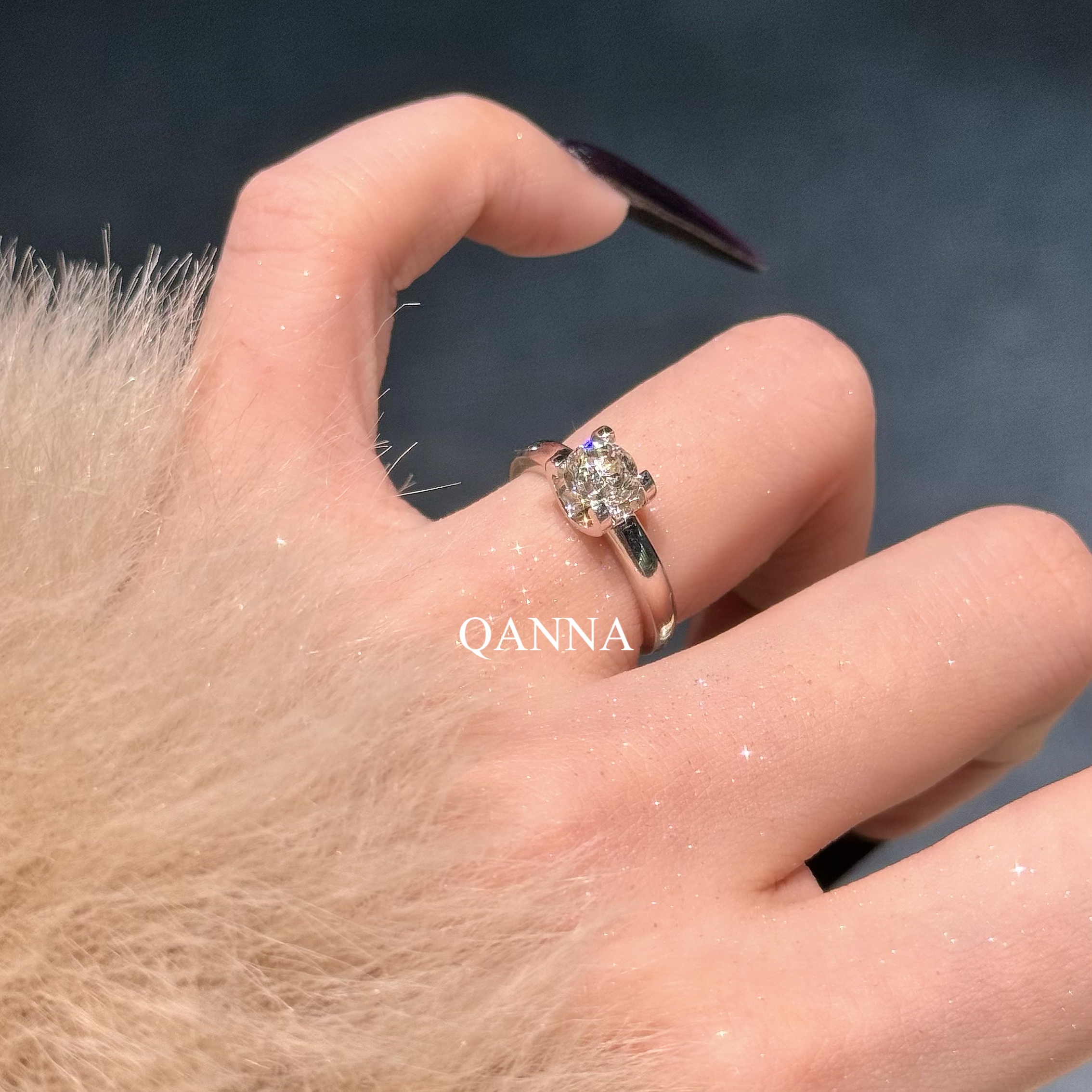 QANNA【1克拉主钻】【牛头】天然钻石豪华经典时尚单钻钻石戒指AY