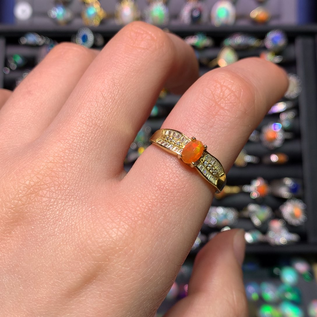 欧泊戒指款式不退不换银S925镀金镶嵌