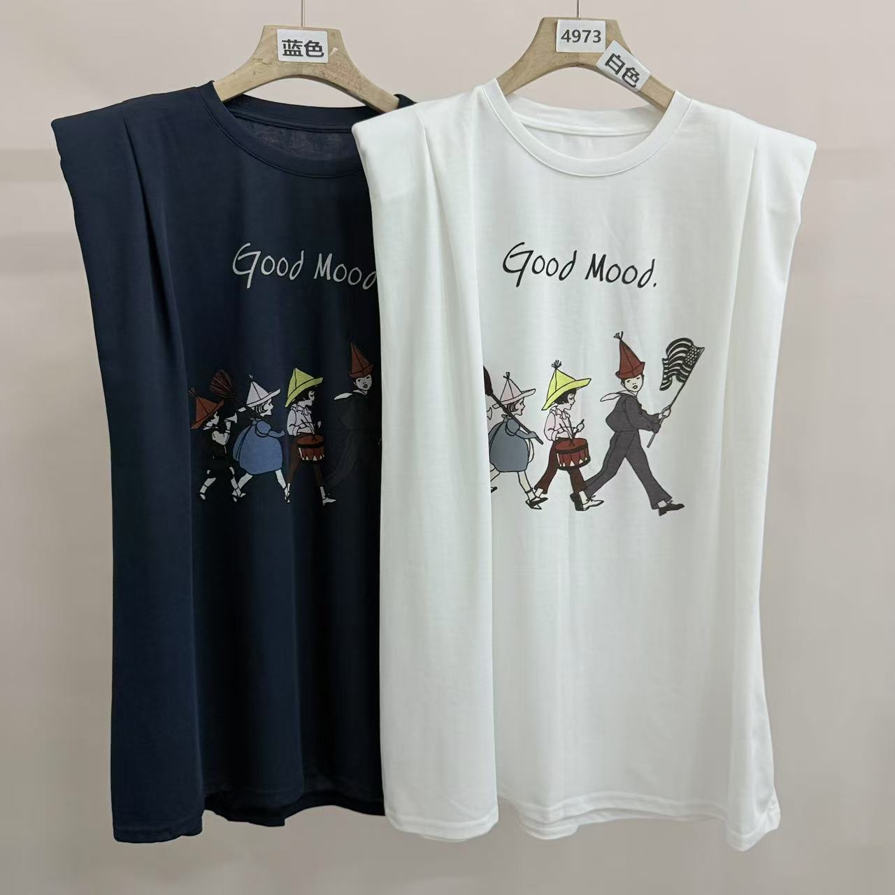 4973号10082#休闲宽松印花背心（带垫肩）