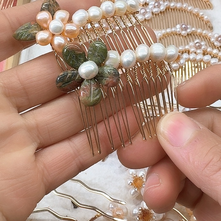 淡水珍珠发饰银S925镶嵌