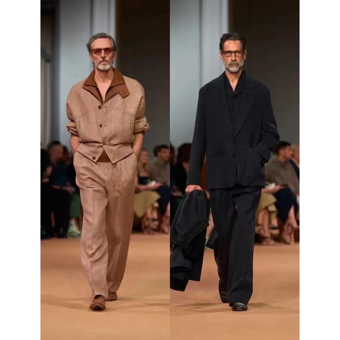 【14号】【潮服】-EM287-老钱翻领皮面外套秋季时尚男外套