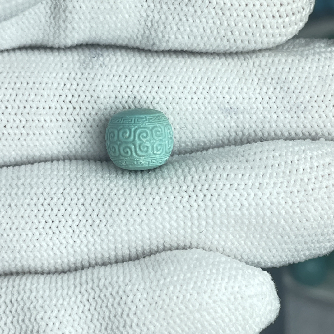 原矿绿松石回纹雕刻9.2尺寸