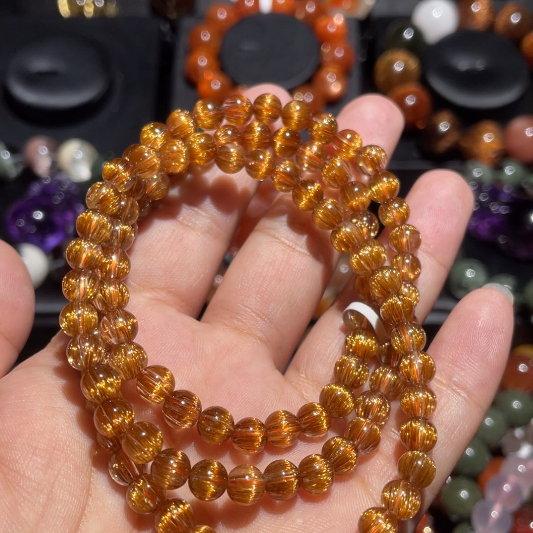 水晶手链未镶嵌全*宁铜顺发多圈6mm左右