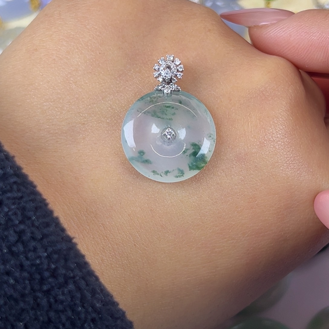 吊坠(不含链)18K金镶嵌翡翠