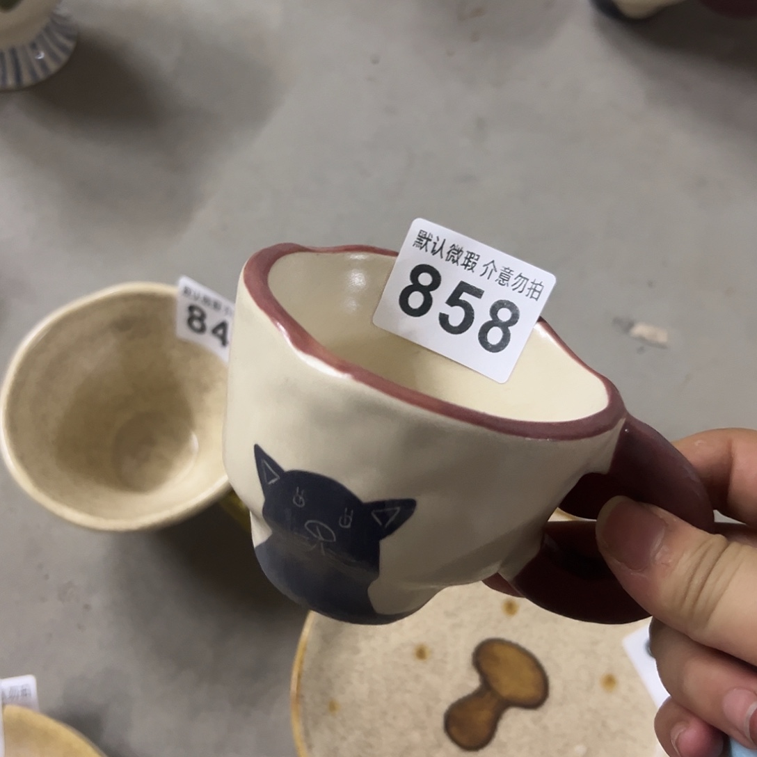 搪瓷微瑕猫咪矮杯一个858