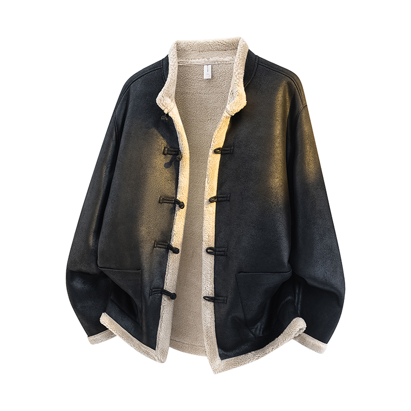 中国风唐装棉袄男冬季加绒加厚棉衣新中式棉服御寒保暖羊羔绒外套