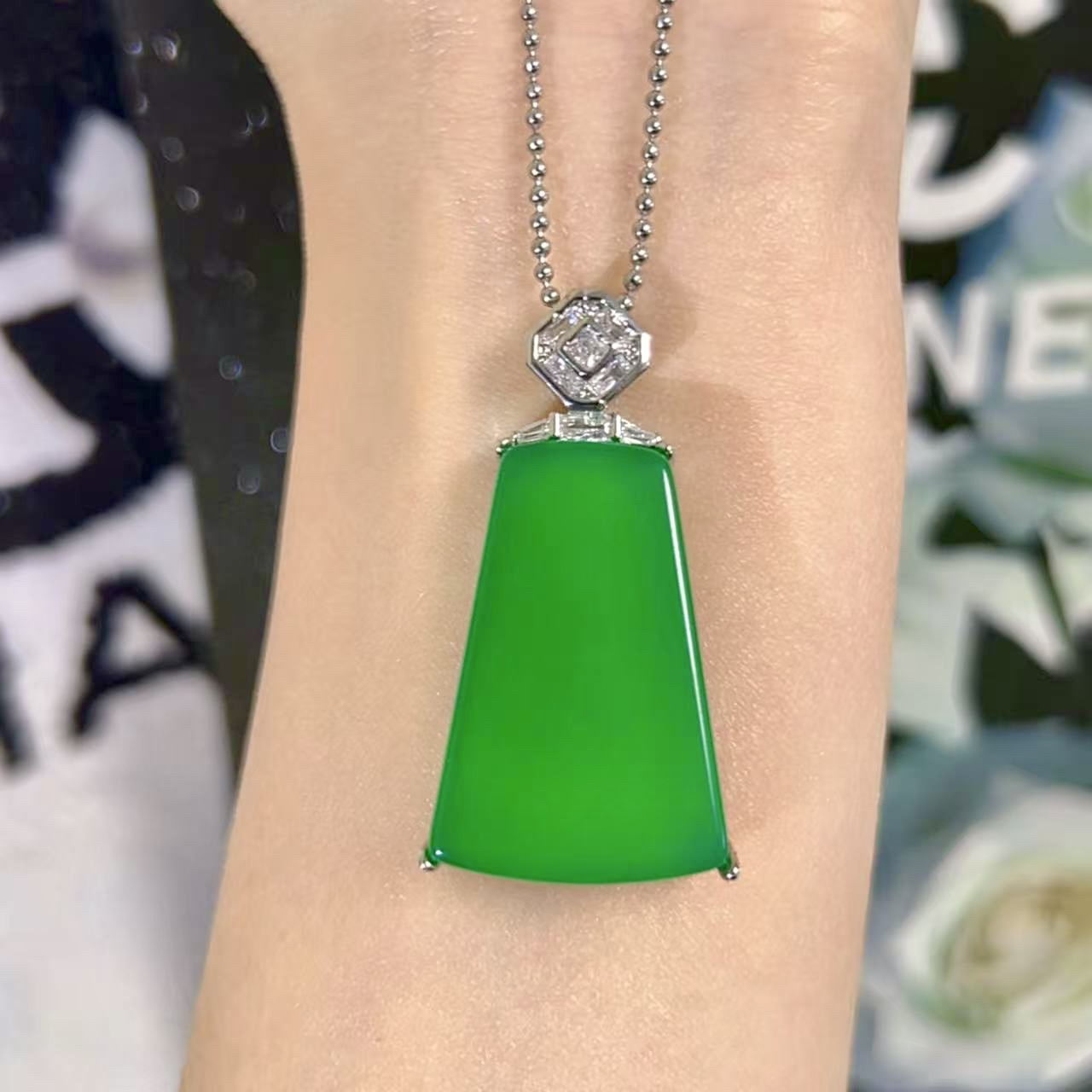 铜合金锆石吊坠 时尚百搭平安无事牌吊坠