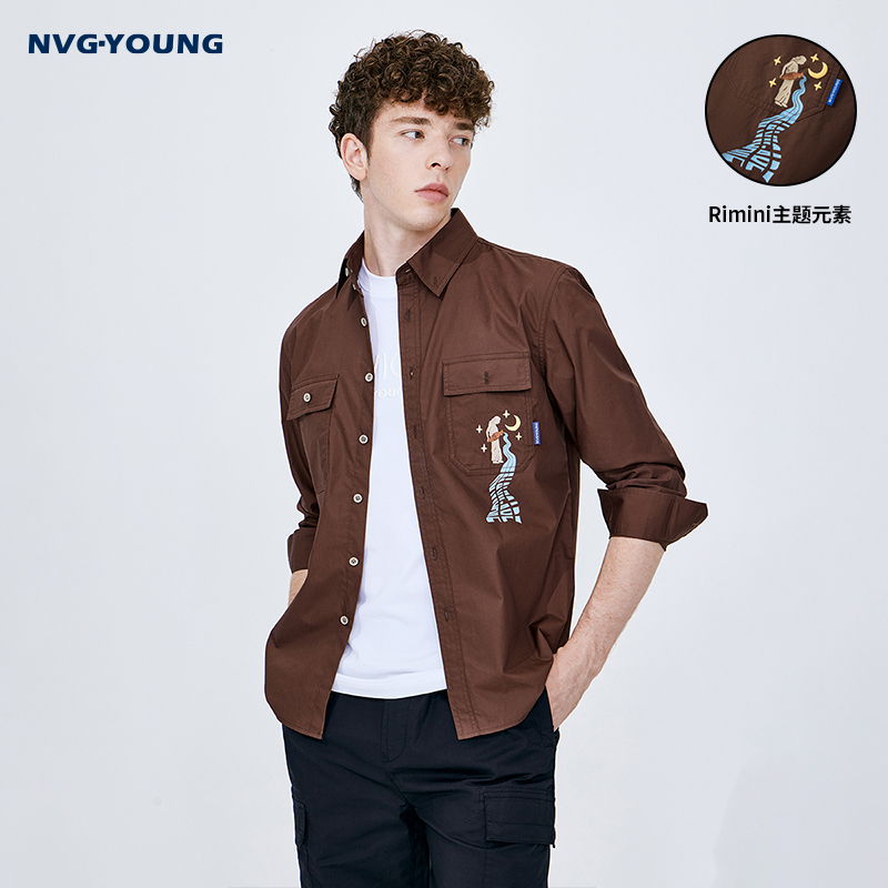 [纯棉]NVG·YOUNG意大利小帆船长袖衬衫外套男新款潮流休闲衬衣春