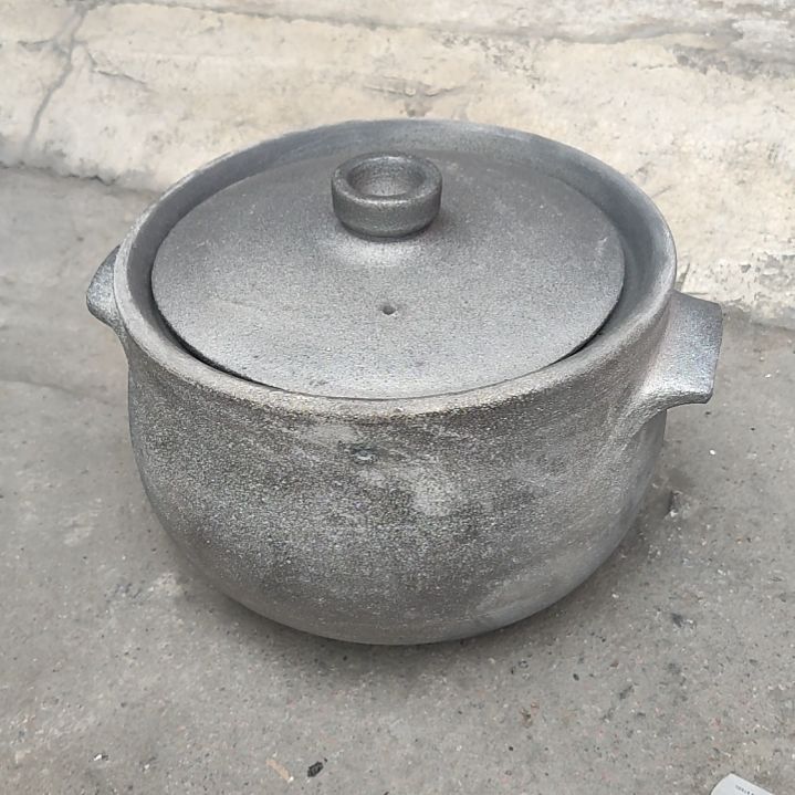 白鳝泥荥经黑沙砂锅亮银色平耳6升砂锅