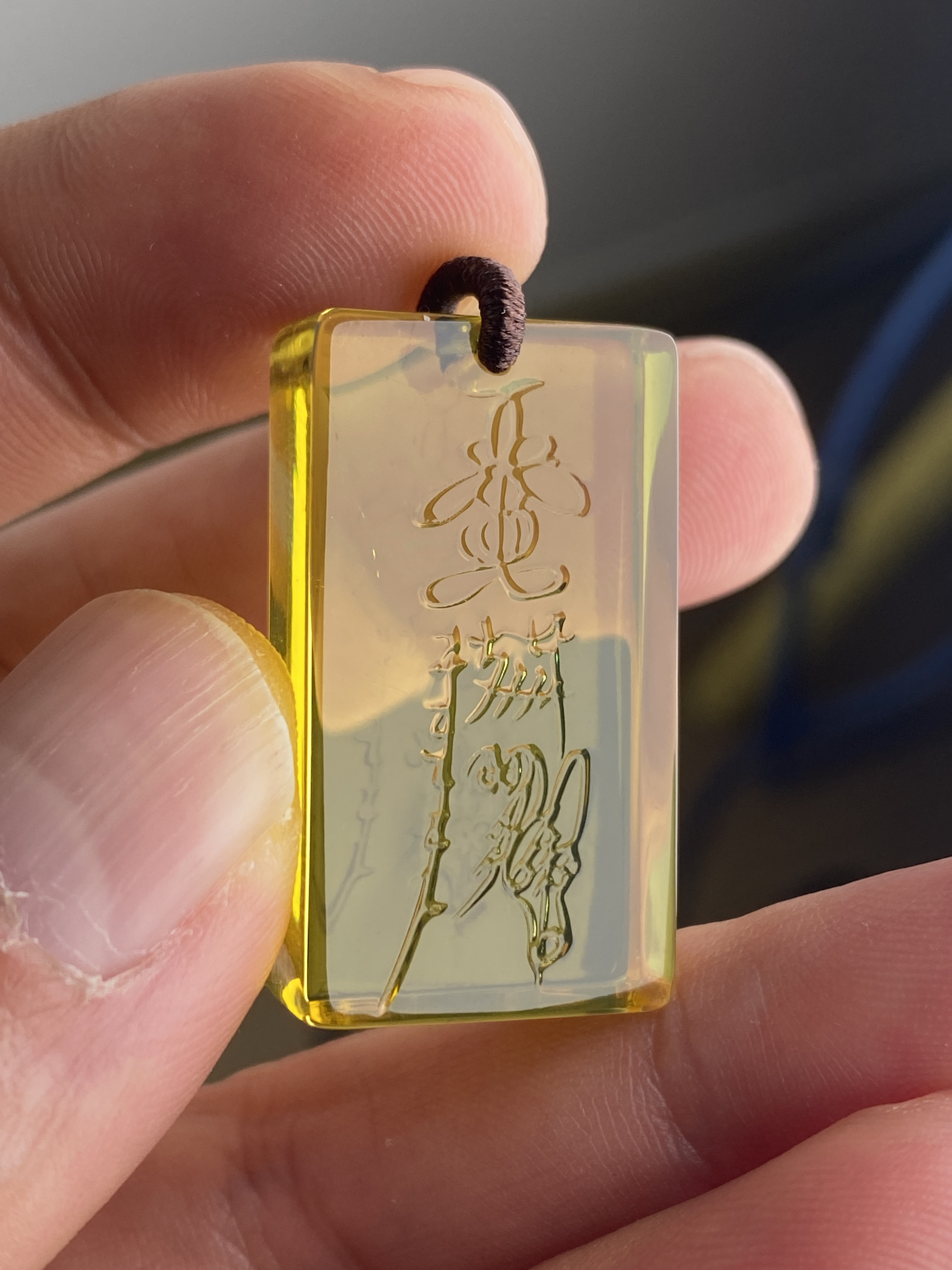 缅甸琥珀符文系列马元帅仕途方块吊坠