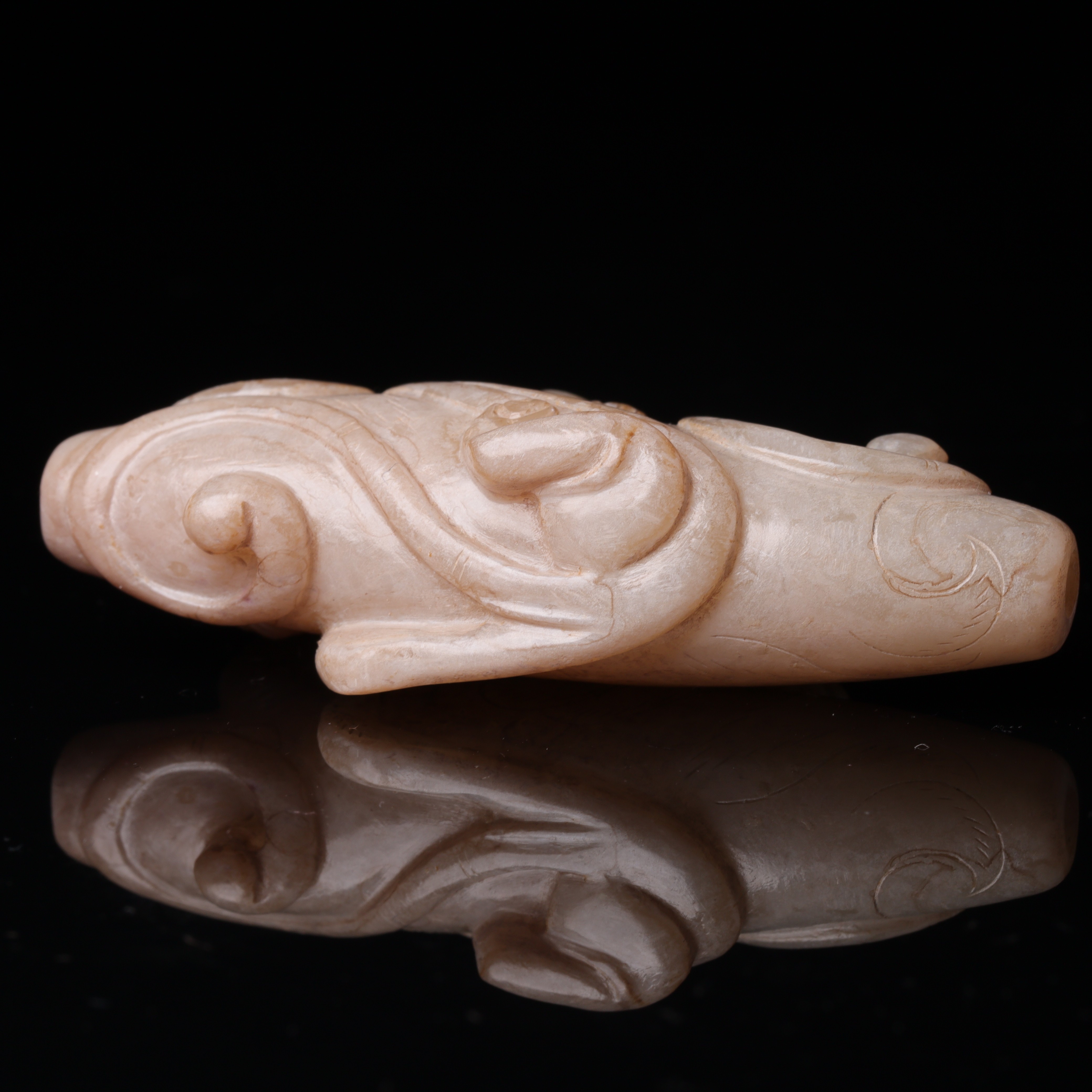 1607明代和田玉龙纹玉珒2218