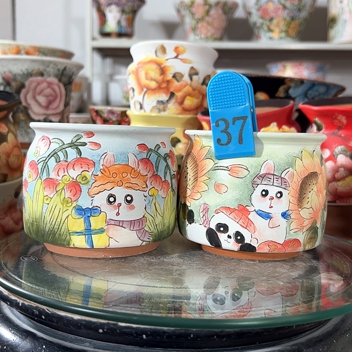 景德镇手绘花盆幸运花盆