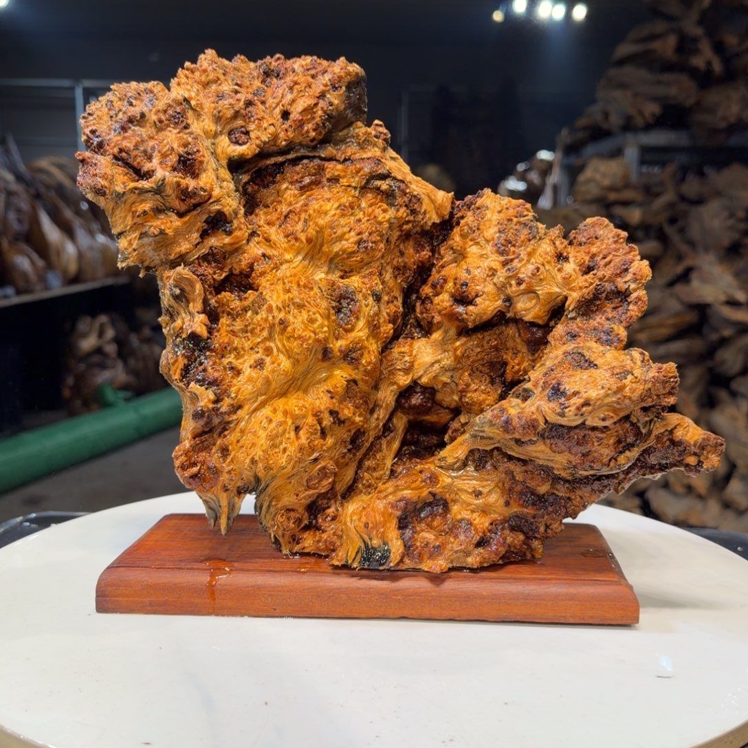 瑶***凤木王一刀琥珀木摆件9