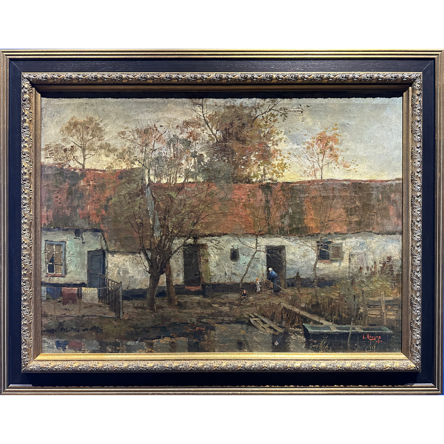 莱昂·于伊根斯  《秋日农舍》 1910年 布面油画 外框尺寸：90×115 cm