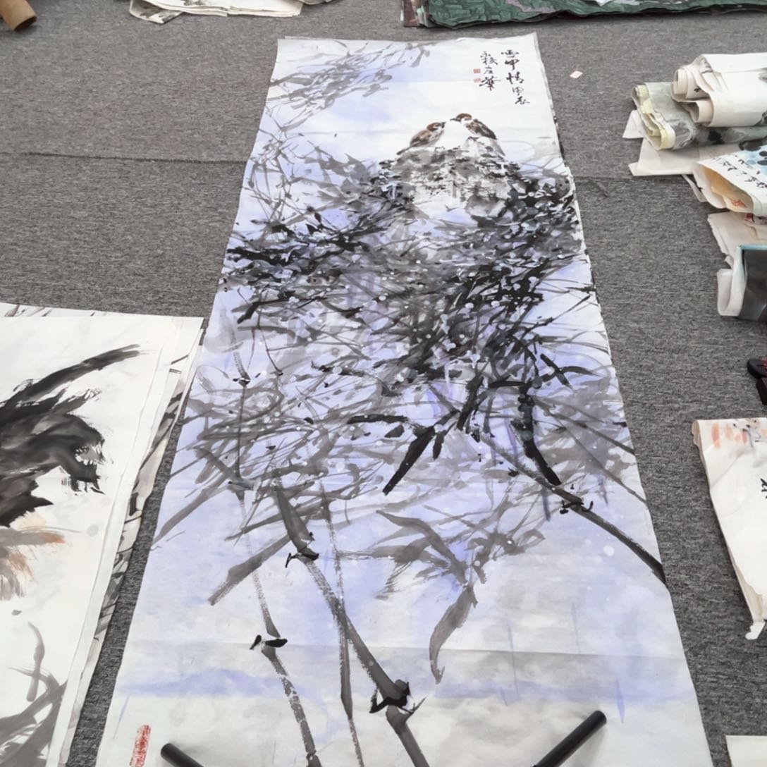 国画左笔老师小六尺绘画作品