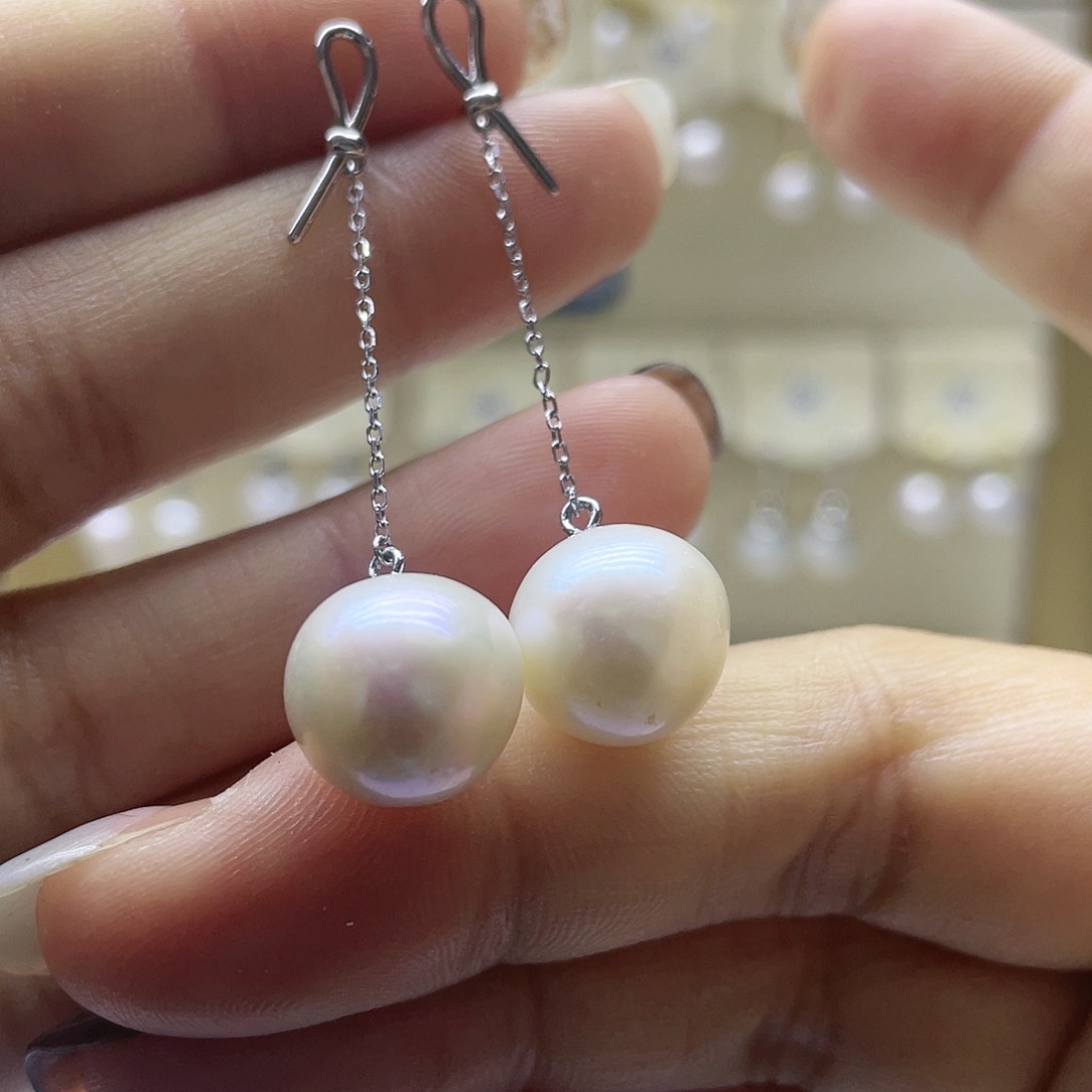淡水珍珠耳饰银S925镶嵌