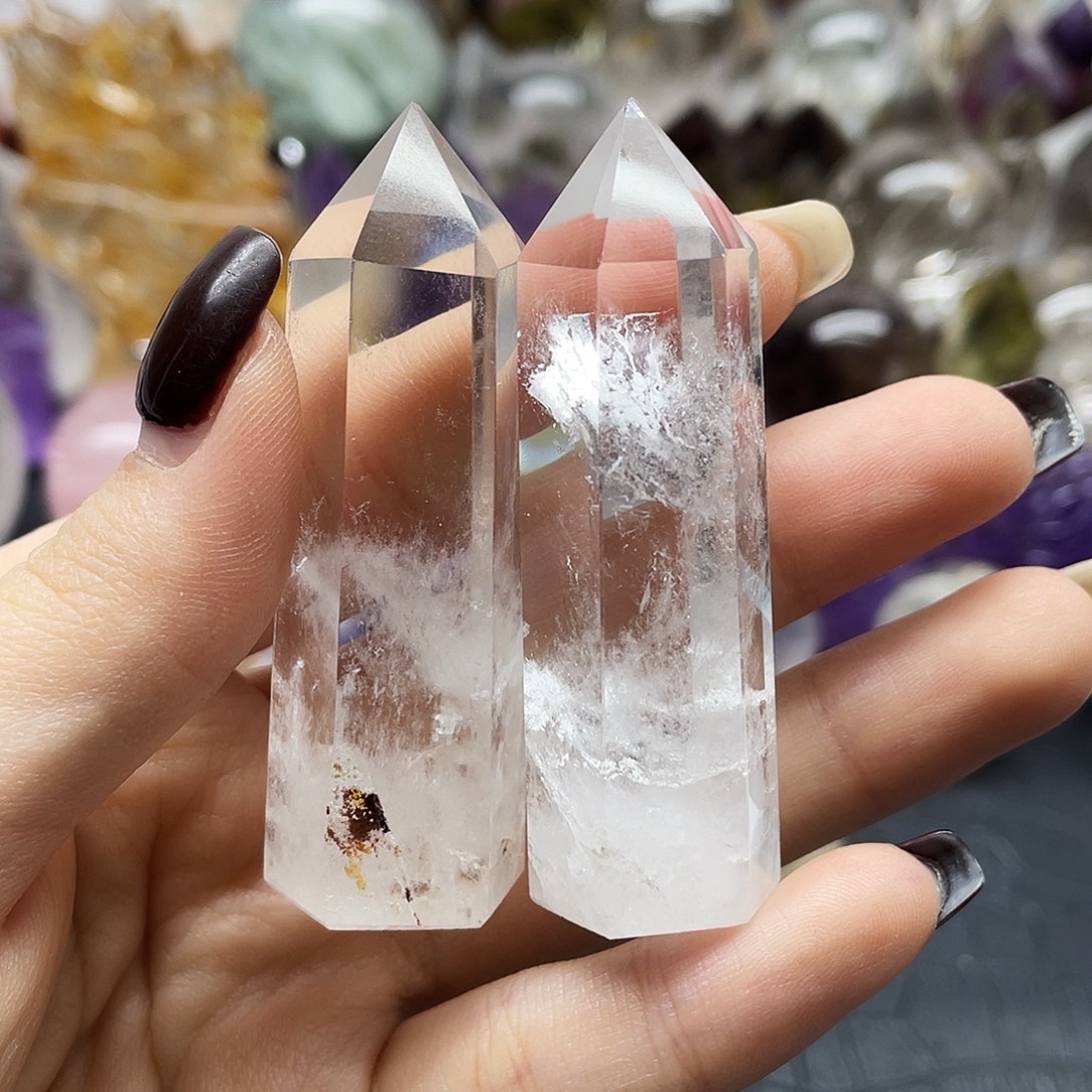 未镶嵌水晶珠宝半成品8白水柱两根