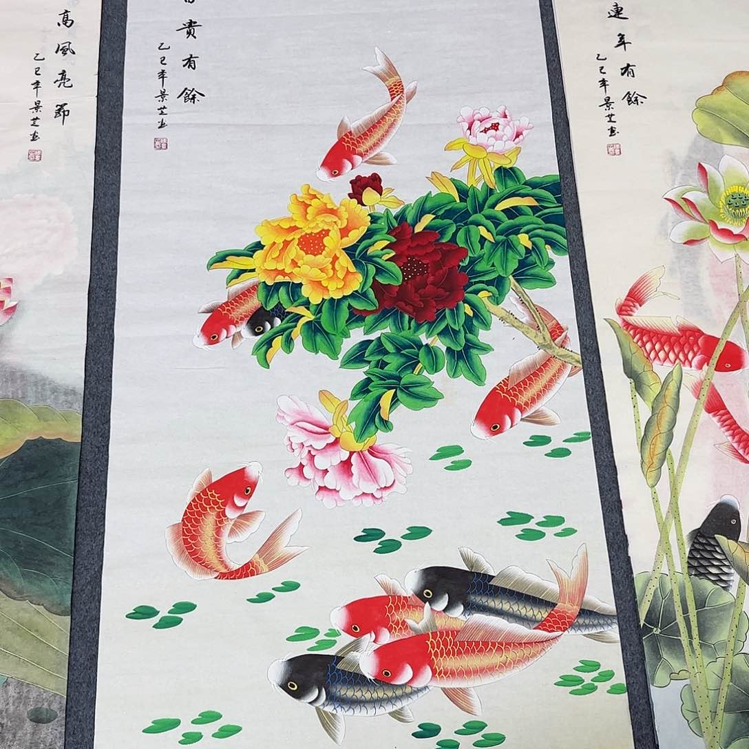 国画尺寸70X138手绘作品 