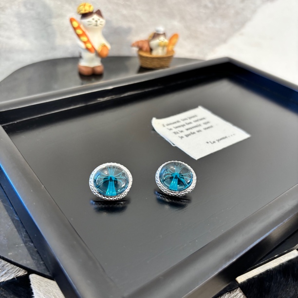 铜合金耳饰 十字蓝色耳环EH2975