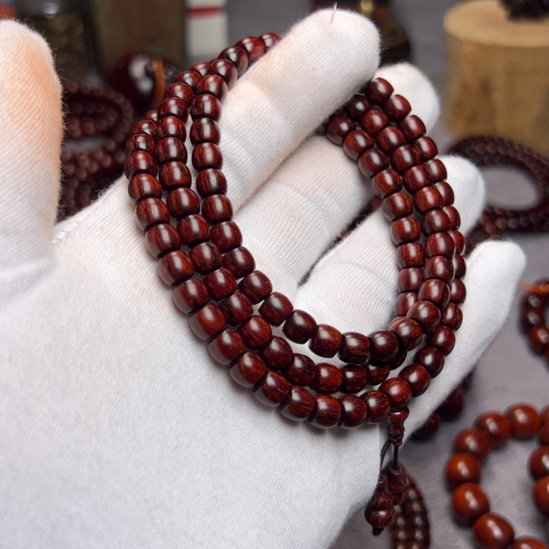 手串/手链小叶紫檀67古切 放性老树头 高油密水波s纹 