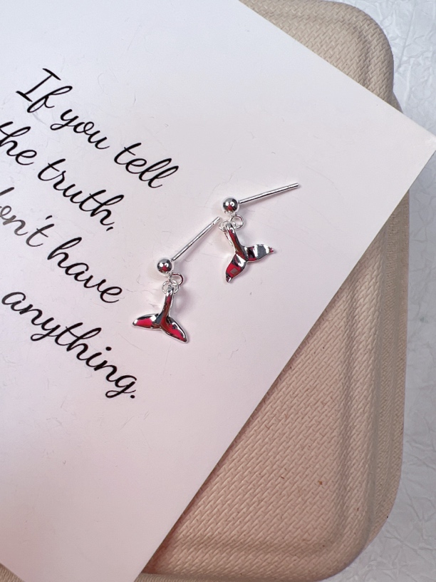 925银耳饰 韩版厂时尚百搭ins幸运鱼尾银耳饰