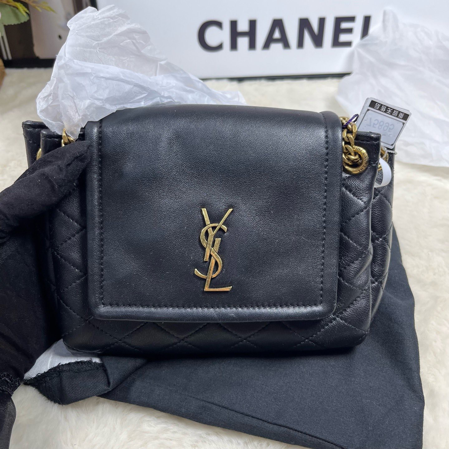 99新 YSL/圣罗兰 黑金洛丽塔mini黑金