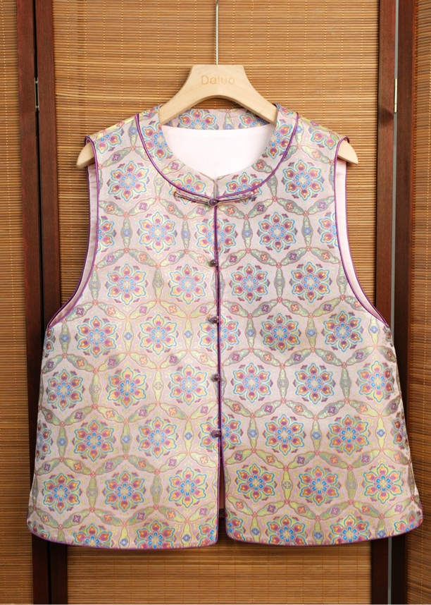 陆美英正品紫金宝相花重工织金老宋锦马甲带钢印