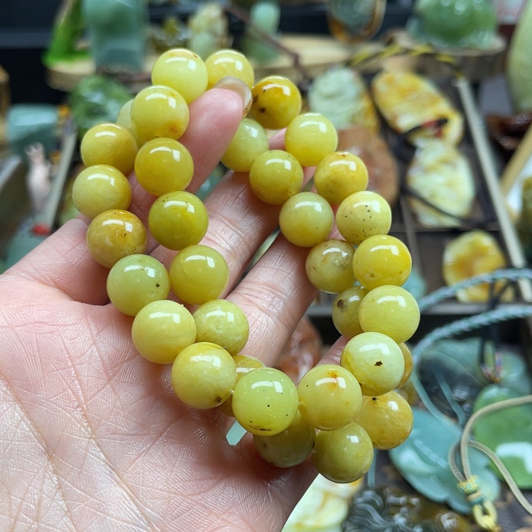 蛇纹石玉颈饰未镶嵌花玉手链卡12两圈