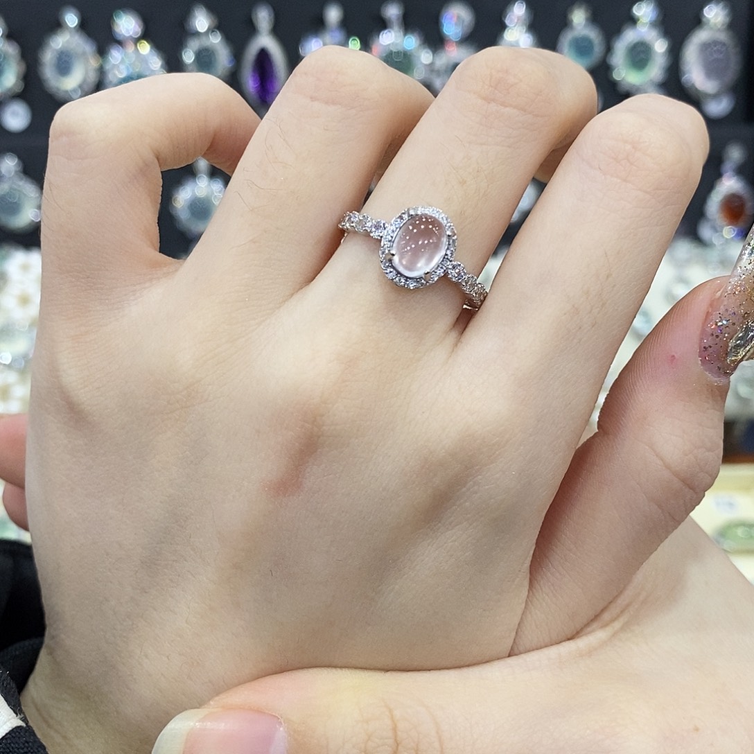 戒指银S925镶嵌芙蓉石