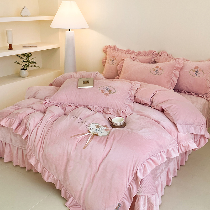 【宝宝绒】2025冬季新款保暖床品套件双面加绒加厚夹棉床盖四件套