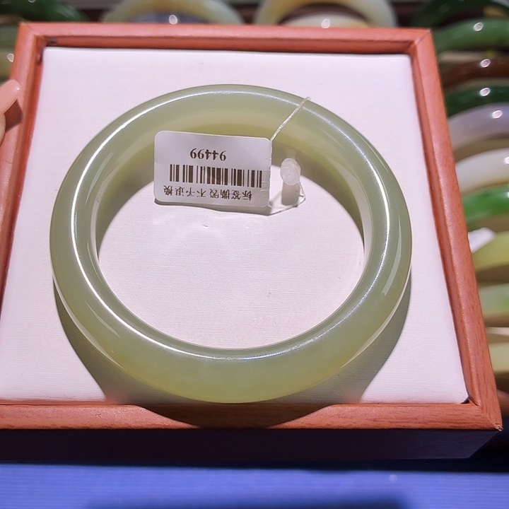 和田玉未镶嵌手镯高冰湖水绿55.4