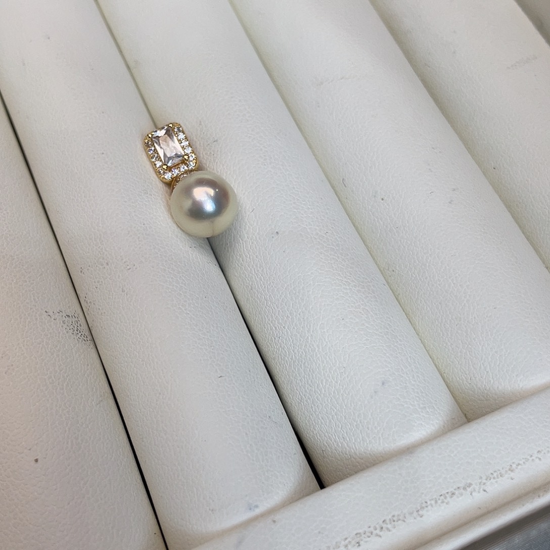 海水珍珠银S925镶嵌吊坠(不含链)