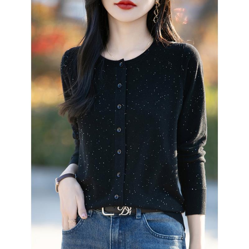 亮点薄款长袖圆领女夏季常规毛针织衫衫上衣开衫女装PY6168