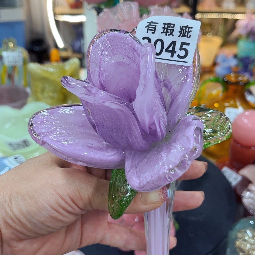 3045瑕 家悦琉璃花瓶摆件裂纹