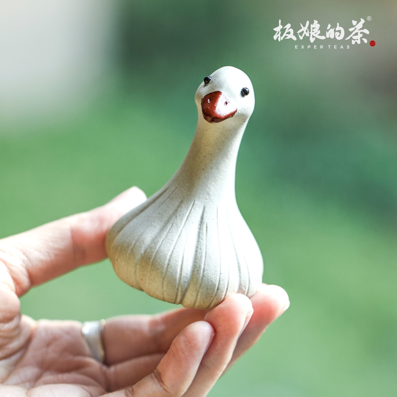 蒜了鸭 宜兴紫砂可爱创意茶宠盖置治愈桌面摆件茶友必入家用