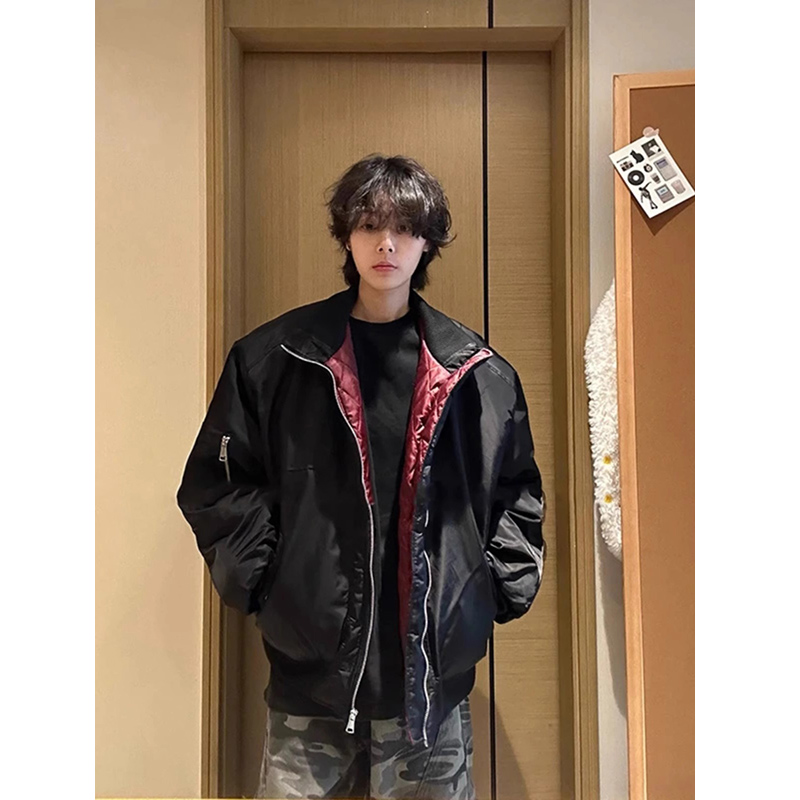 美式bomber夹克棉服男款冬季立领飞行员工装外套高级感夹棉棒球服