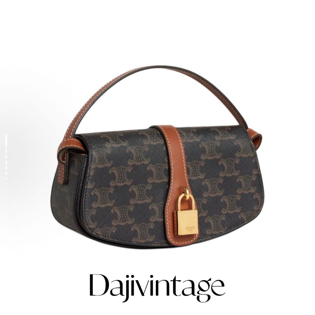 99新 Celine/思琳 大吉中古/CELINE 凯旋门锁头法棍单肩包