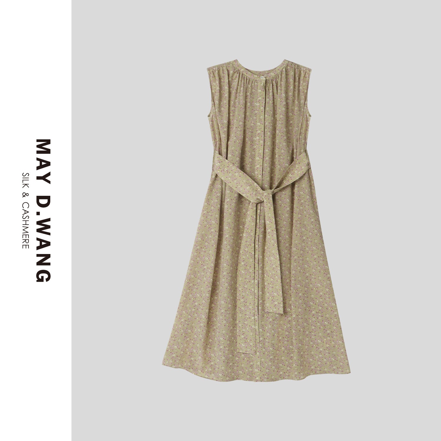 王之造【晨粉专享价】法式中古宽松碎花裙桑蚕丝无袖连衣裙 F2F3073