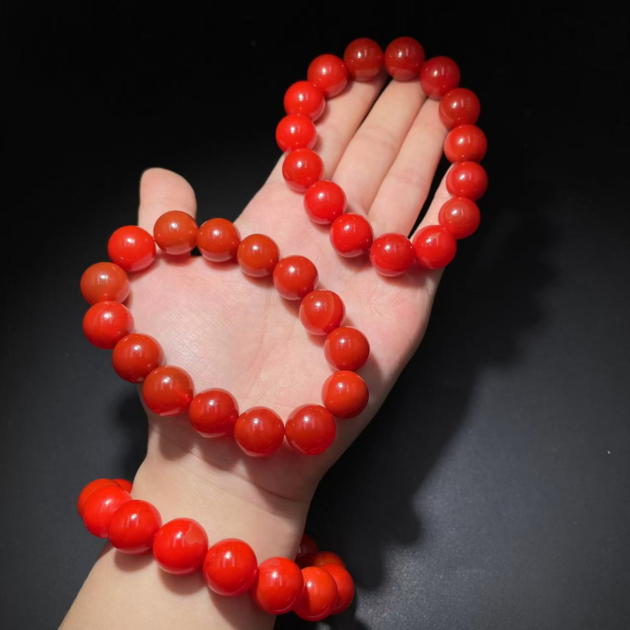 【云】锦红色玛瑙手串多样性发其一@k