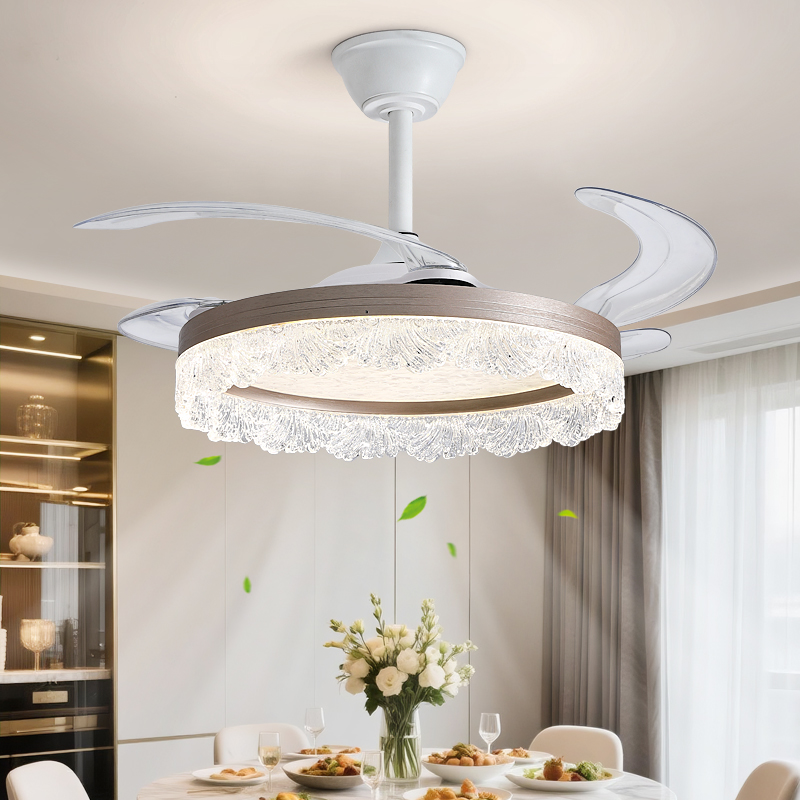 餐厅风扇灯2025新款隐形变频电扇灯一体智能家用卧室房间风扇吊灯