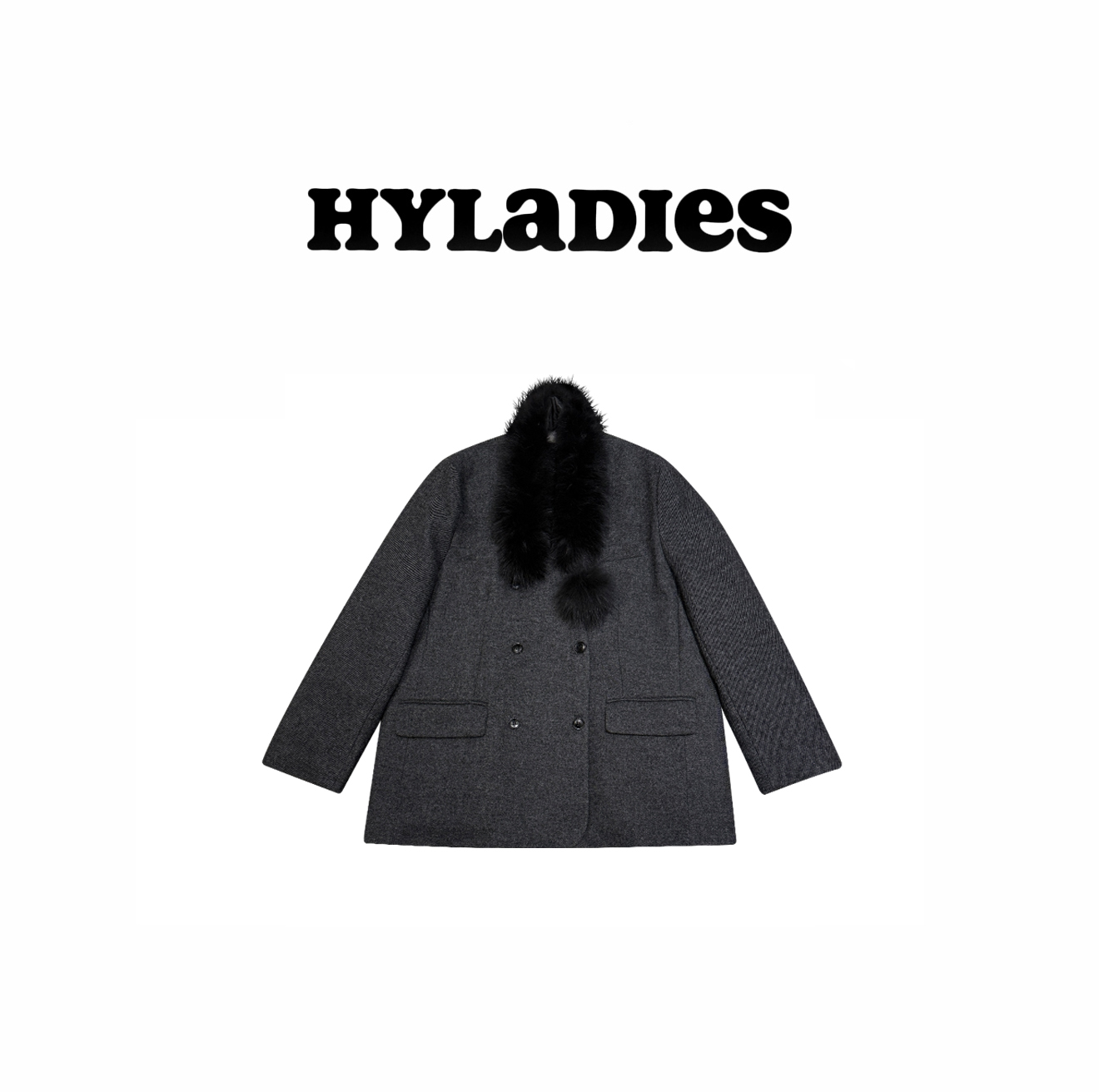 HYLADIESWEAR  『围脖羽绒西装』韩版洋气可拆卸毛呢西装外套羽服