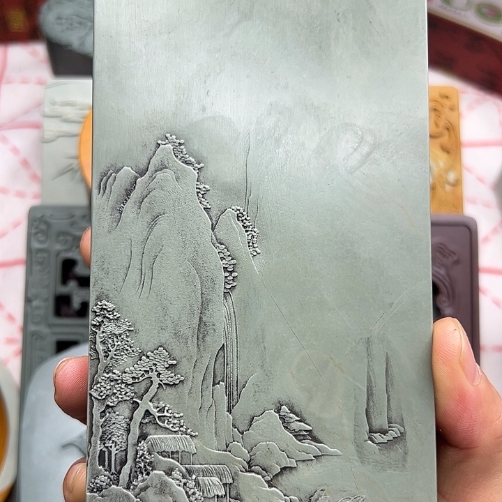 松花石老坑天然石砚台