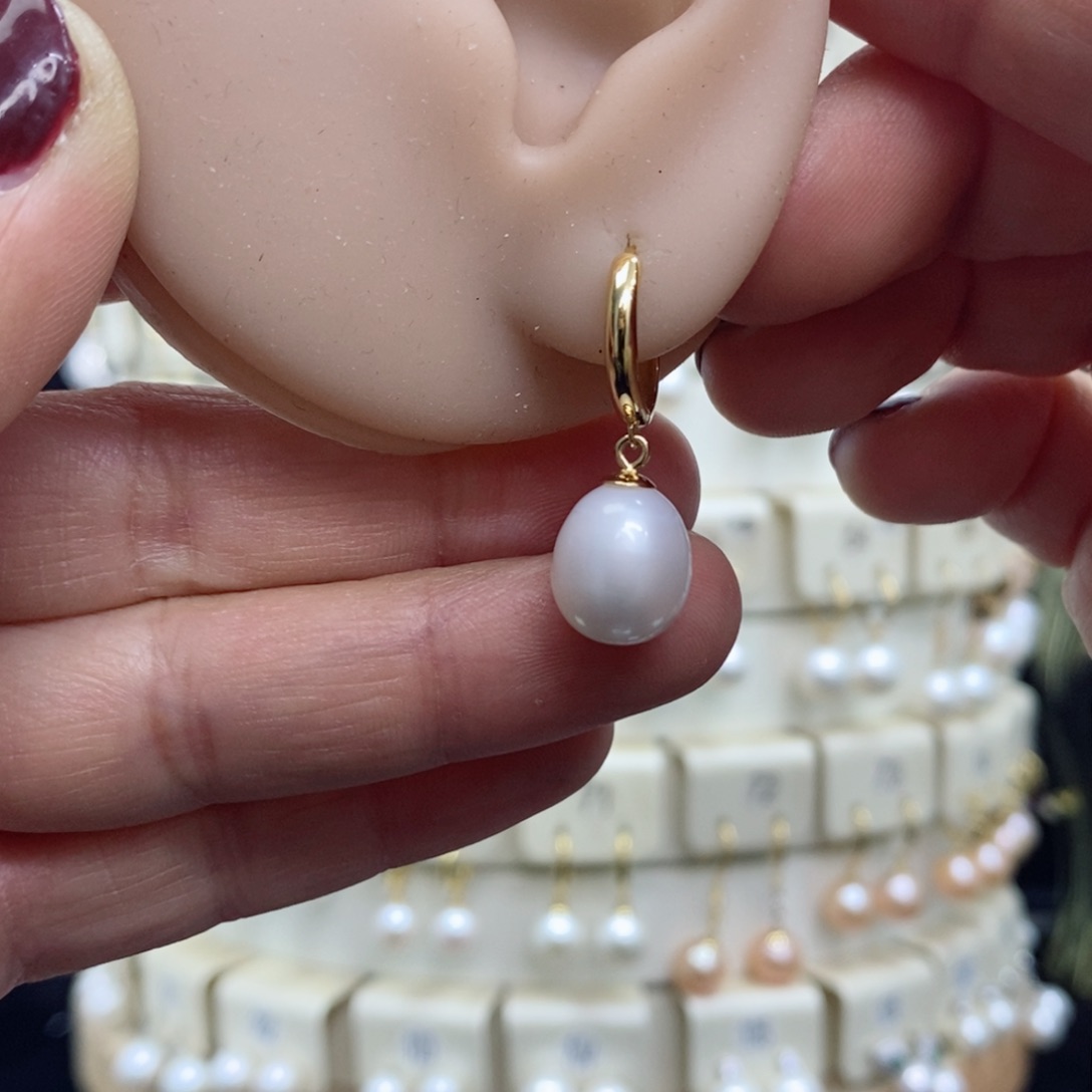 淡水珍珠耳饰银S925镶嵌