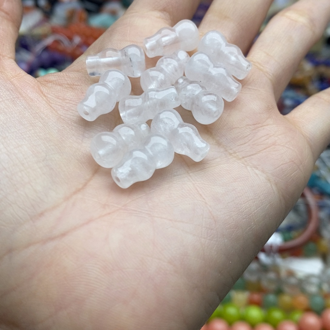 玛瑙/玉髓未镶嵌珠宝半成品11个装纯天然微粉水晶葫芦